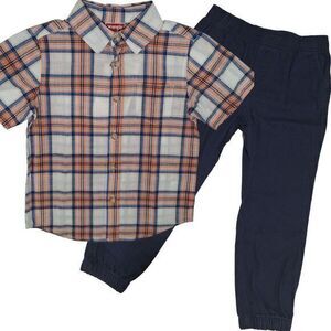 Wrangler Boys Short Sleeve Cotton‎ Shirt and Jogger Pants Outfit Set 2-Piece T4